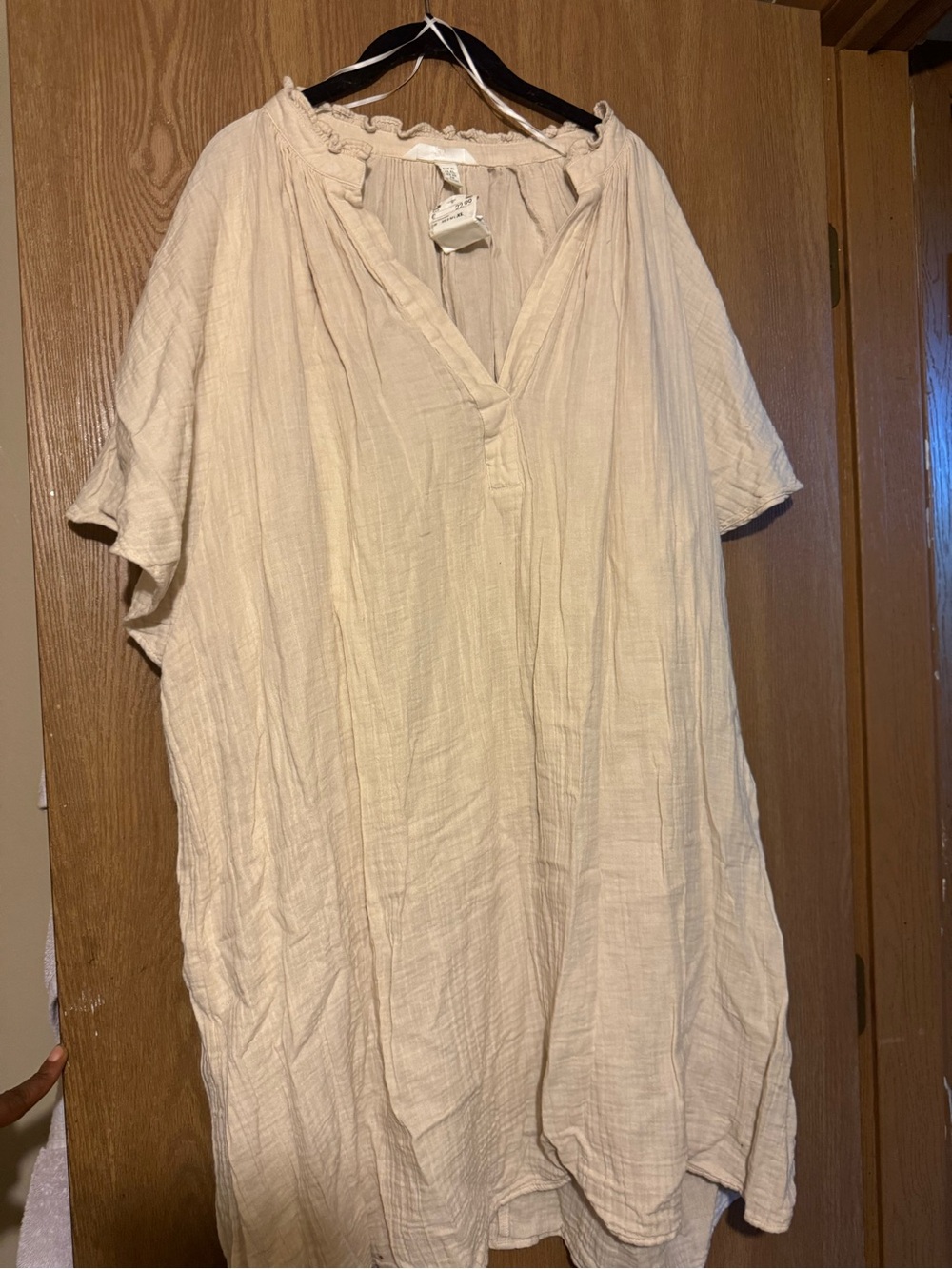 H&M Cream Textured Boho Tunic Dress